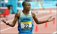 Tanzania's Francis Naali captures the Men's marathon