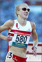 Paula Radcliffe on her way to victory in the 5000